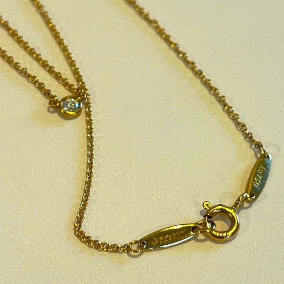 Tiffany & Co. 18k Yellow Gold 16” Chain Necklace .05 CTW Bezel-Set Diamond NWOB - Picture 7 of 15